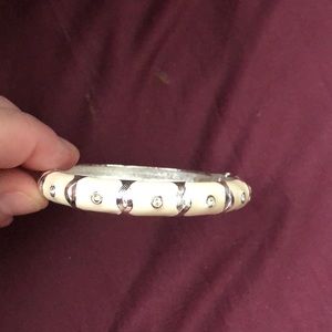 Cream and silver bracelet with clamp